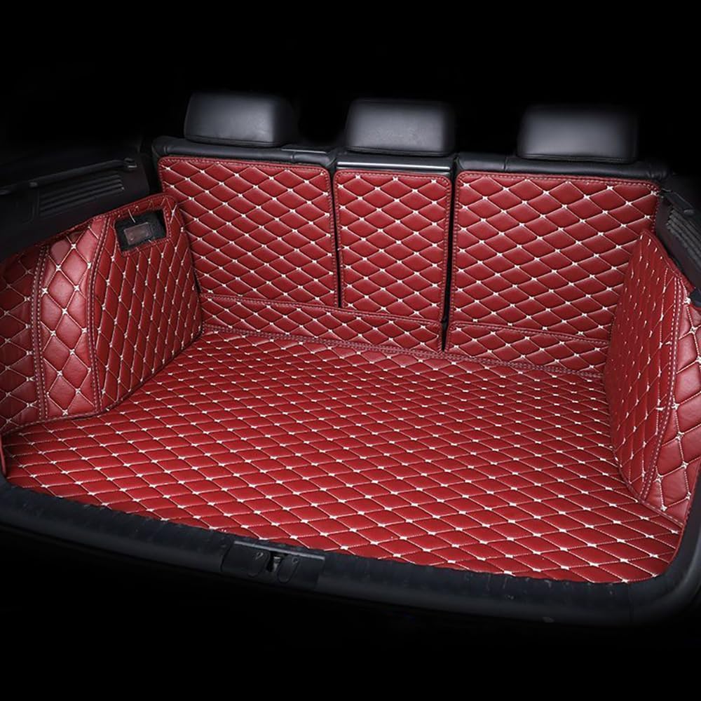 Auto Leder Kofferraummatte für Mazda CX-7 2010-2016, Vollabdeckung Kofferraumschutz Schutzmatte wasserdichte rutschfest zubehör,Red1 von LSMNB