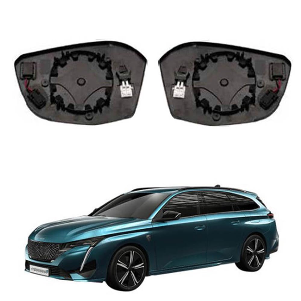 Autospiegelglas Für Peugeot 408 308 2021+, Außenspiegel Beheiztes Auto Seitenspiegelglas Weitwinkelspiegel zubehör,Left-Side von LSMNB