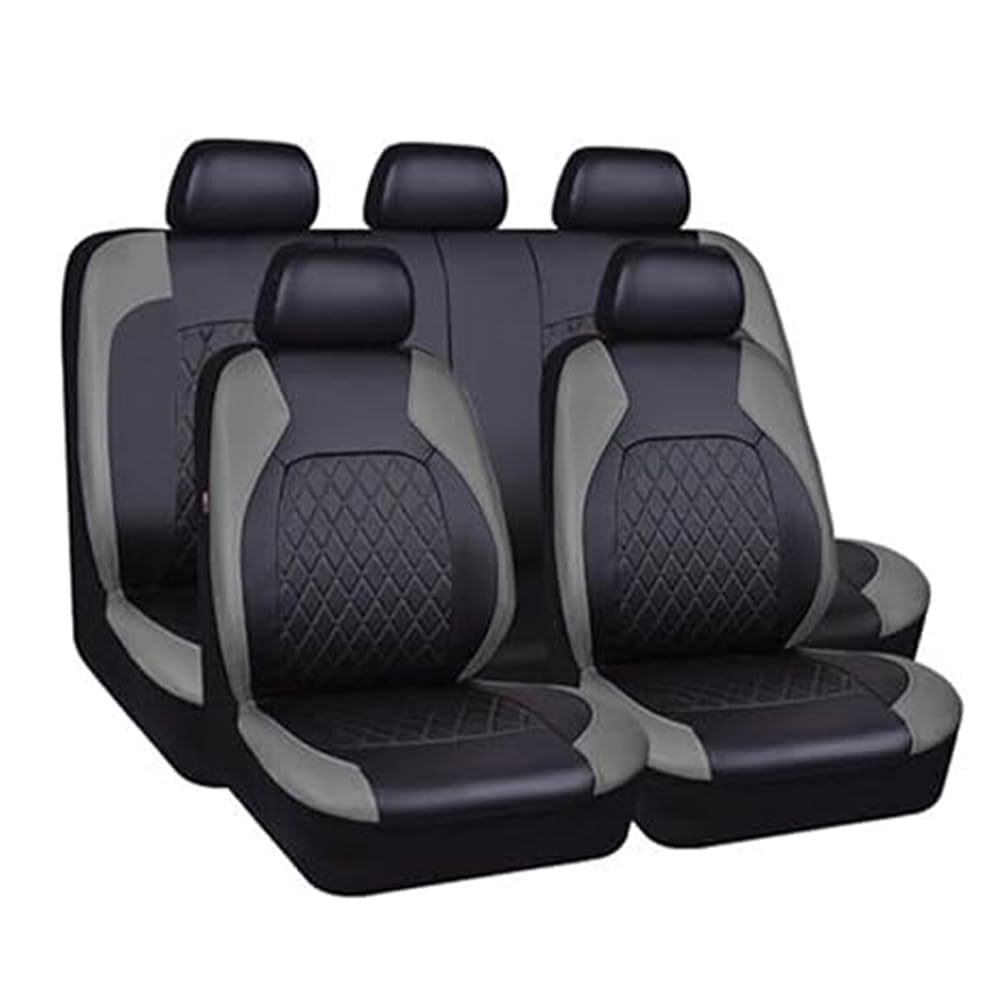 LSMNB Autositzbezug für Hyundai Tucson 2020–202, Leder-Sitzbezüge, Kissen, komplettes Set, wasserdicht, atmungsaktiv, Innenzubehör, Schwarz-Grau1 von LSMNB