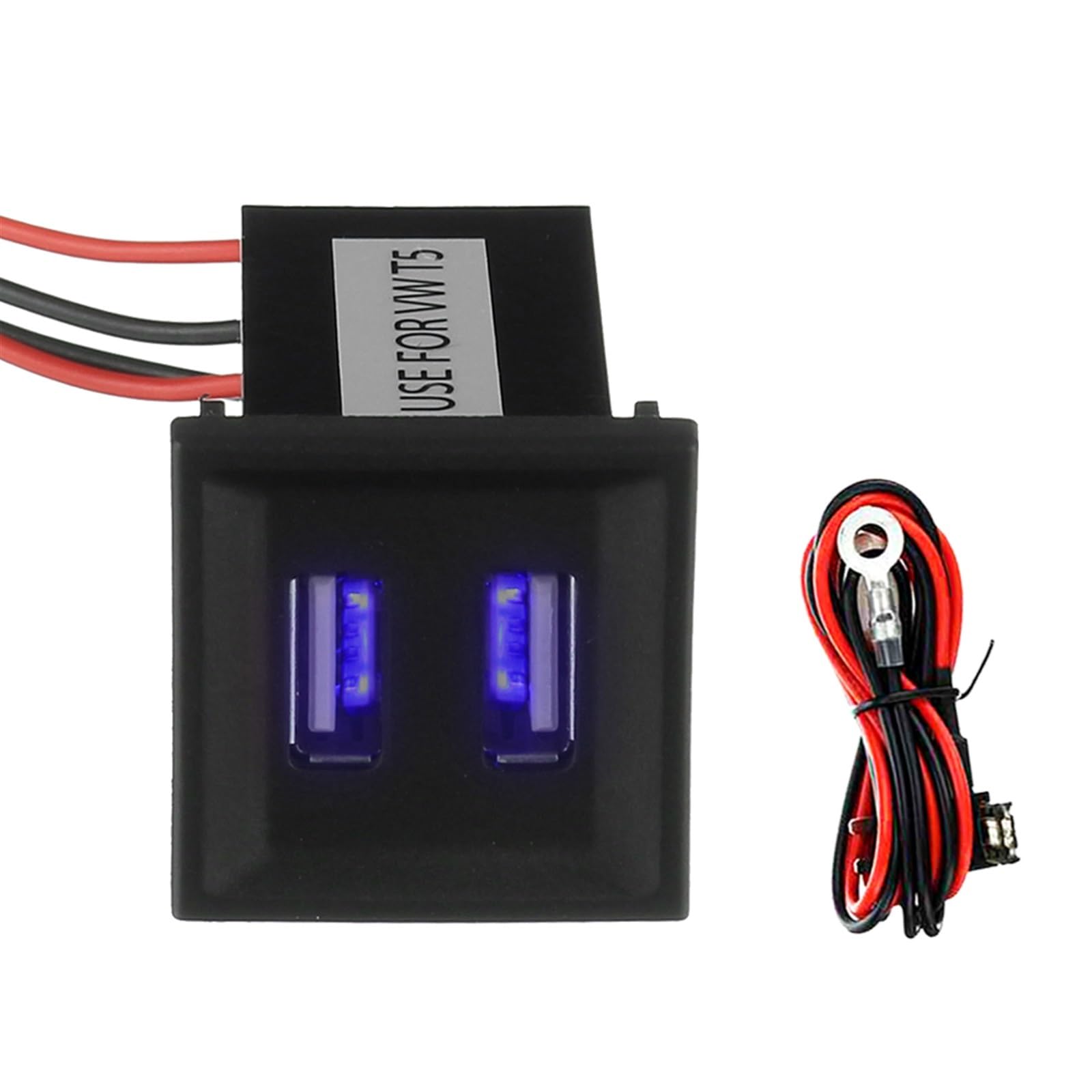 Auto-Dual-USB-Ladeadapterbuchse, kompatibel mit Spezialanwendungen, kompatibel mit T5 Transporter 2003–2009, 2,1 A Ladegerät, Armaturenbrett-Leerschalter(Blue) von LSMZCX