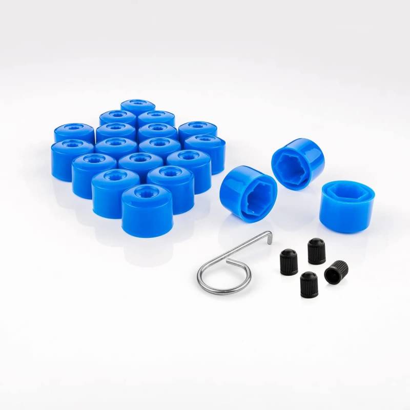 LST 20x Felgen Rachrauben Abdeckkappen Sechskant Kappen Set 17 mm Blau von LST