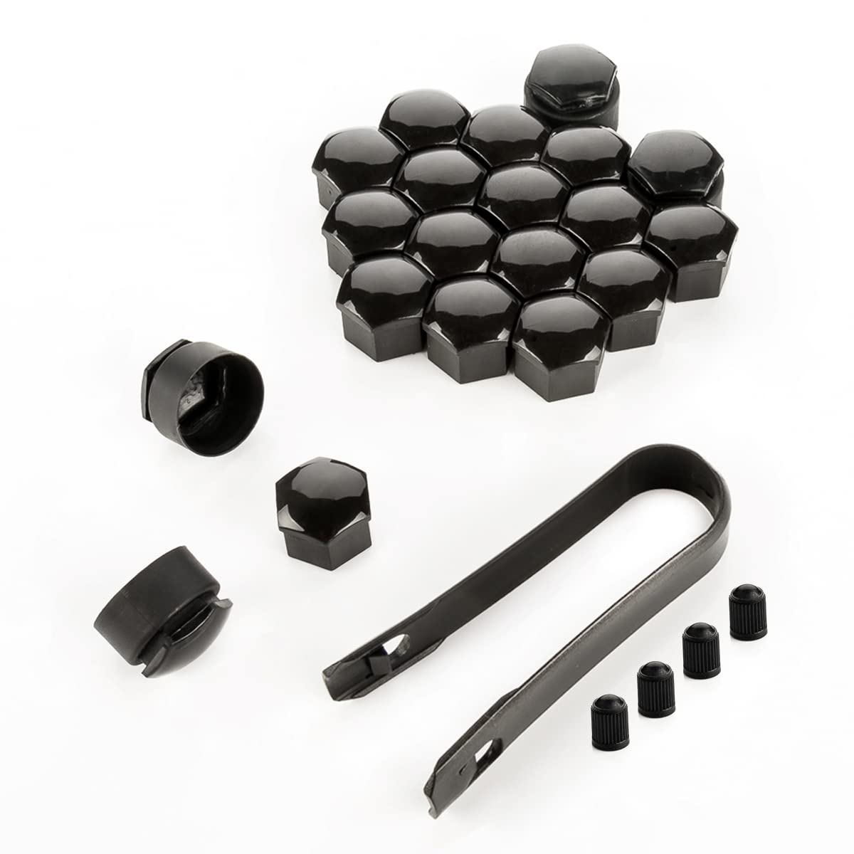 LST 20x Sechskant Rachrauben Kappen Set 17 mm schwarz glänzend Diebstahlschutz von LST