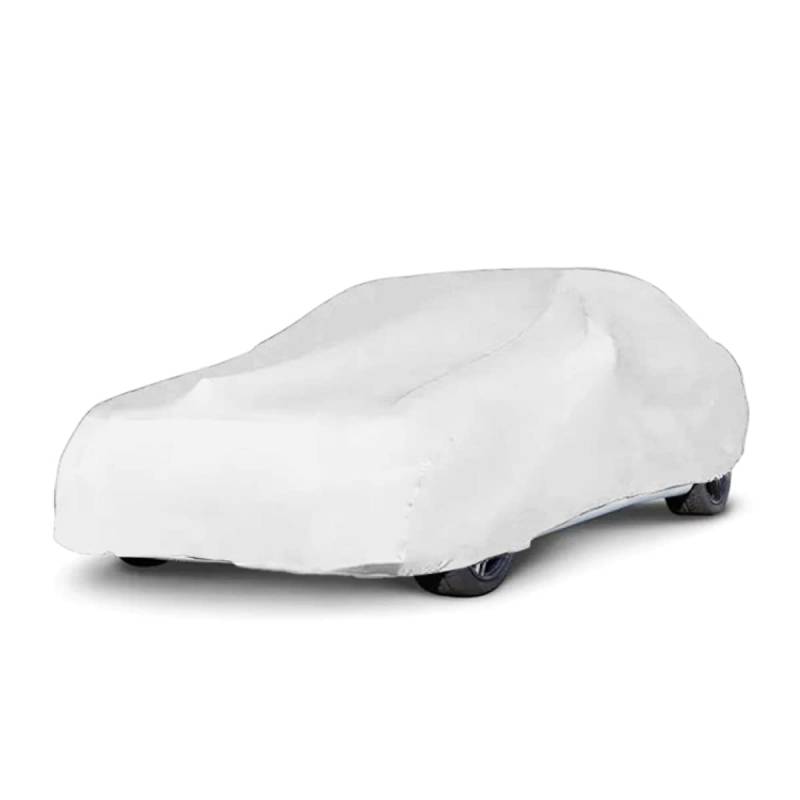 LST Autoabdeckung Indoor – lackschonende und Dehnbare Autogarage. Car Cover Innenbereich für Autohäuser und Endverbraucher. Auto Abdeckplane schützt vor Sonne, Staub. (Weiß, M (410x130x120cm)) von LST