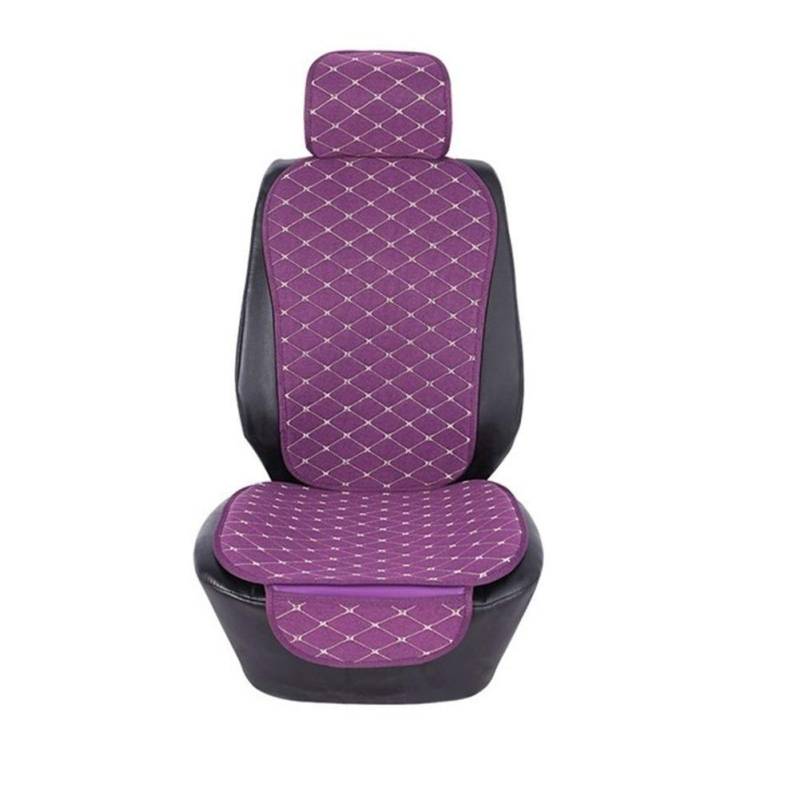 LSYHHXC Autositzbezüge Vorderer Autositzbezug mit Rückenlehne, universelles, atmungsaktives Leinen-Sitzkissen, Schutzmatte, Autositz-Innenausstattung 917(Purple) von LSYHHXC