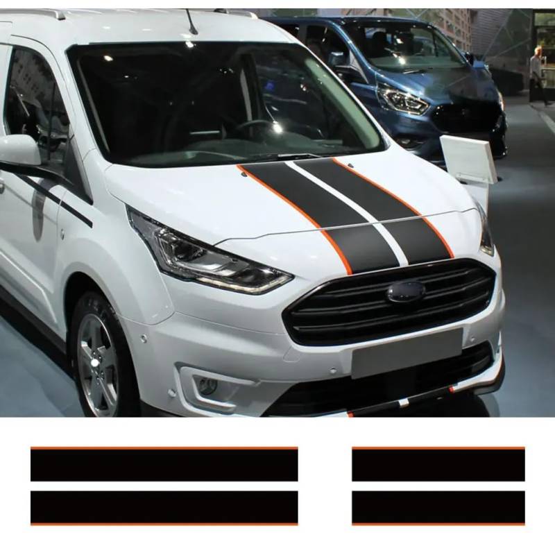 4 Teile/los Auto Motorhaube Hecktür Aufkleber, Für F=ord Transit Connect Tuning Zubehör Camper Van Auto Sport Vinyl Aufkleber von LSZBYHOK