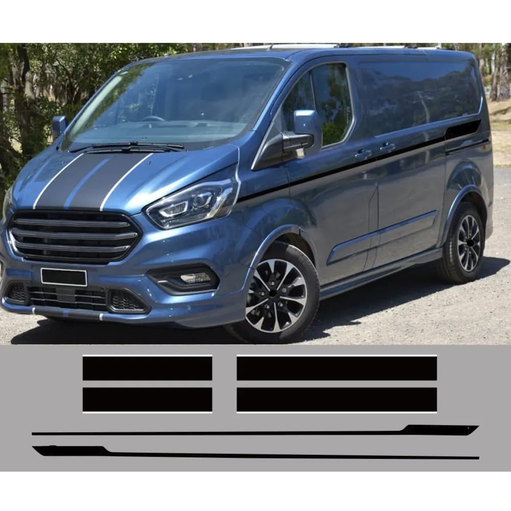 6 Stück/Aufkleber für die Motorhaubenseite und die hintere Tür, für Ford Transit, für Tourneo Custom Camper Van Sport Vinyl Aufkleber Tuning Autozubehör von LSZBYHOK