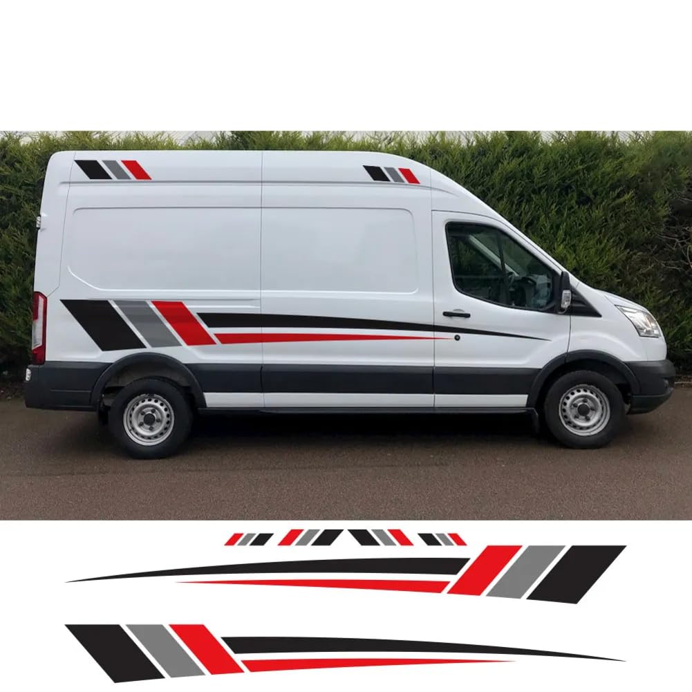 Auto Karosserie Seite Aufkleber, für Ford Transit MK8 2014-2021 Grafik Streifen Camper Van Grafik Sport Vinyl Aufkleber Tuning Zubehör von LSZBYHOK