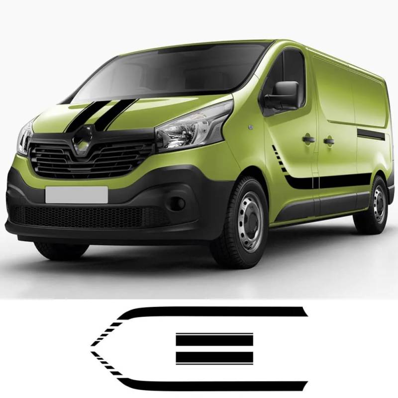 Auto Tür Seite Grafik Aufkleber Vinylfolie, für Renault Trafic 2 3 MK3 MK2 Camper Van Motorhaube Motorhaube Aufkleber Tuning Zubehör von LSZBYHOK