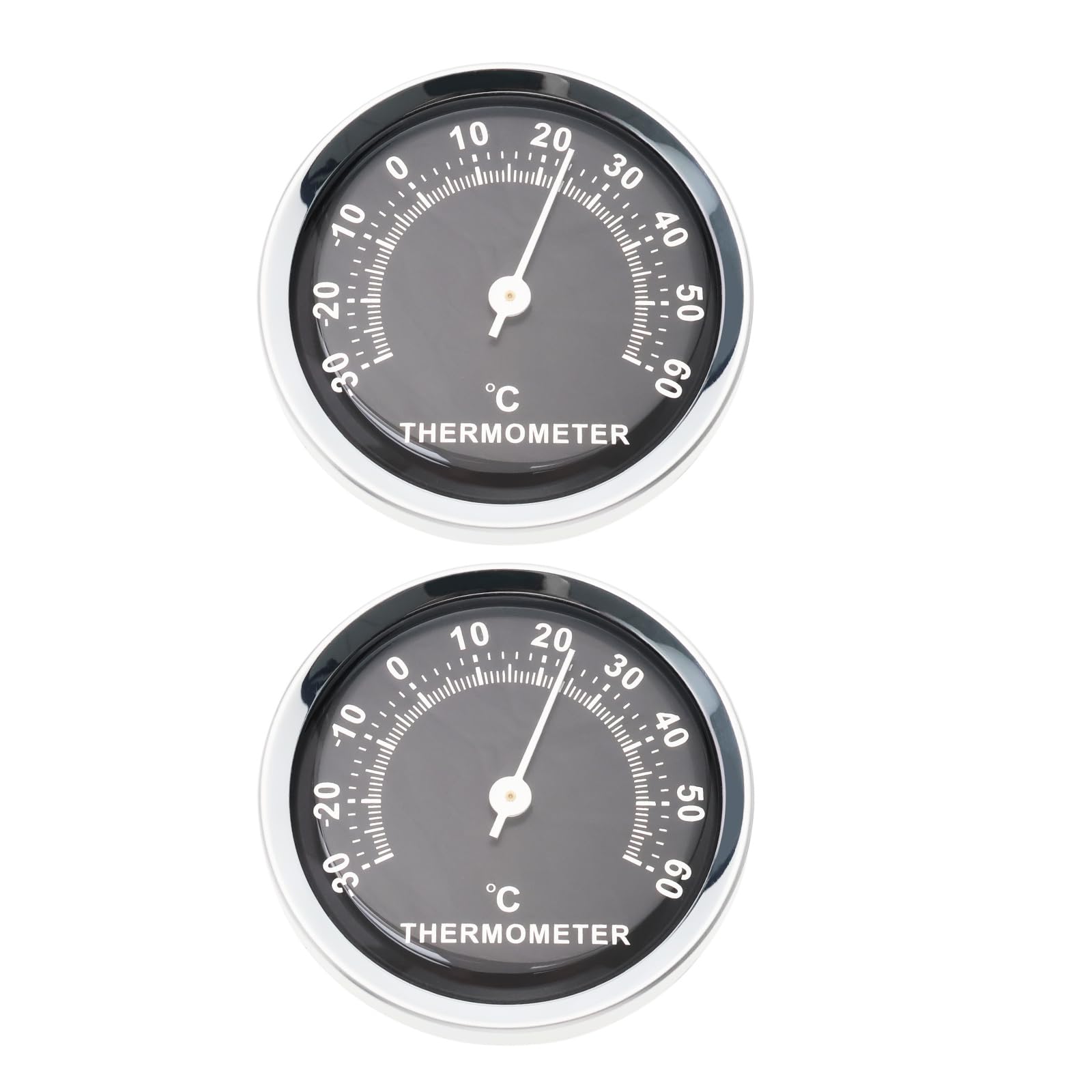 LT Easiyl 2 Stück 58mm Auto Thermometer Mini-rundes Auto Thermometer Mechanisches Analoges Temperaturmessgerät für Auto Zuhause Büro Werkstatt, Schwarz von LT Easiyl