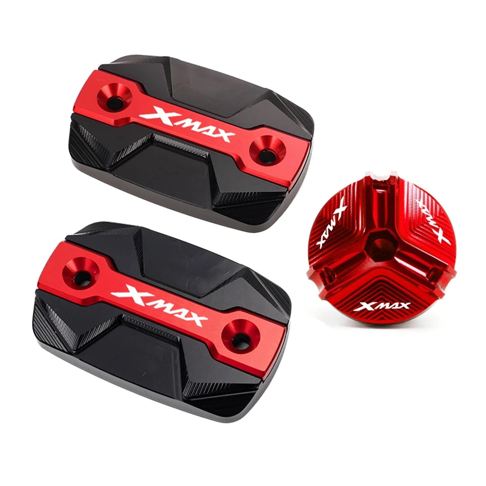 LTADX Kompatibel mit XMAX 300 2023 XMAX300 X-MAX 250 2017-2022 2023 Motorrad-Bremsflüssigkeitsbehälterdeckel vorn Motoröl-Einfülldeckel(1Set-Red) von LTADX