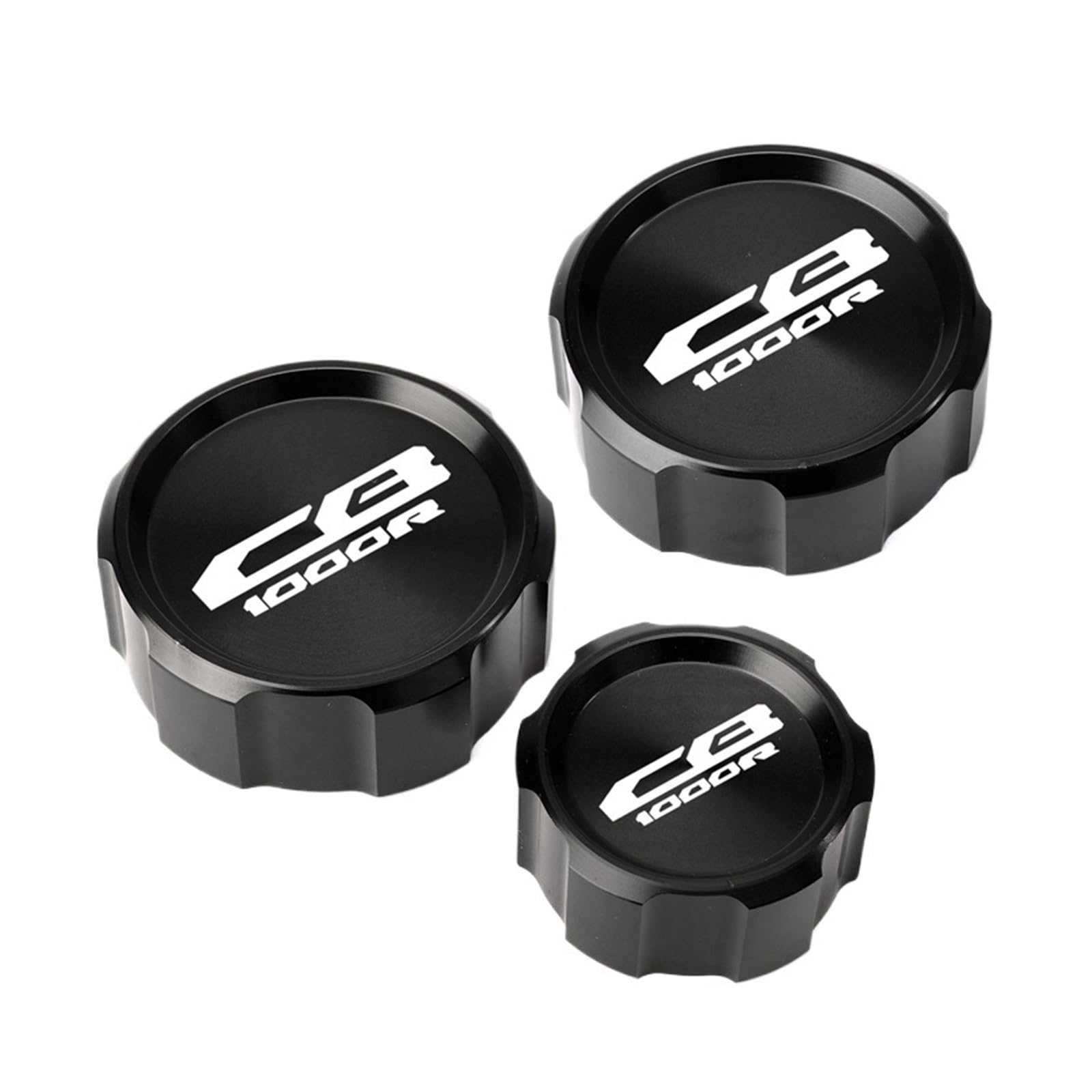 LTADX Motorrad Zubehör Vorne Hinten Kupplung Bremsflüssigkeit Reservoir Kappen Öl Abdeckung Kompatibel Mit CB1000R 2009-2016(3pcs Caps Black) von LTADX