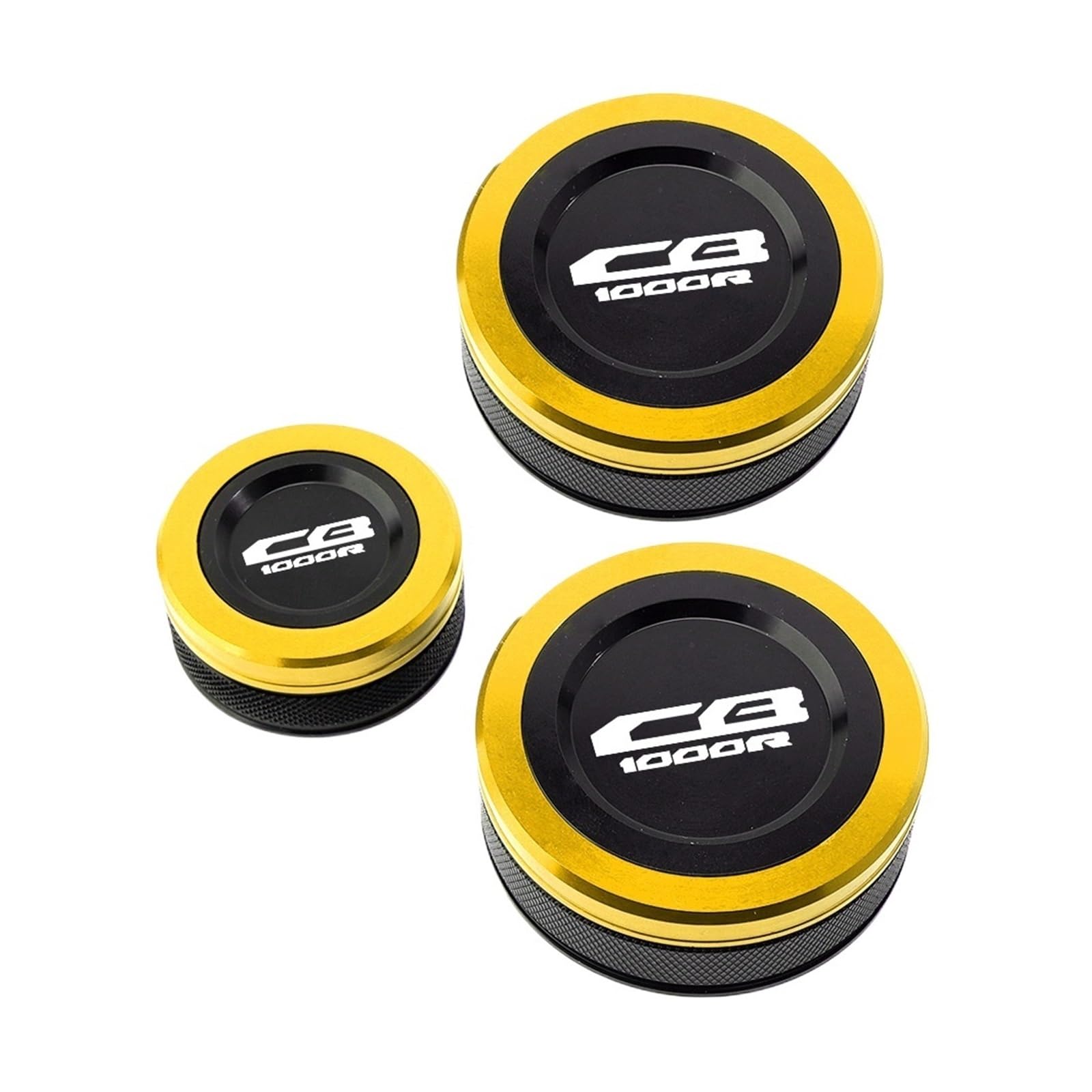 LTADX Motorrad Zubehör Vorne Hinten Kupplung Bremsflüssigkeit Reservoir Kappen Öl Abdeckung Kompatibel Mit CB1000R 2009-2016(3pcs Caps Gold New) von LTADX