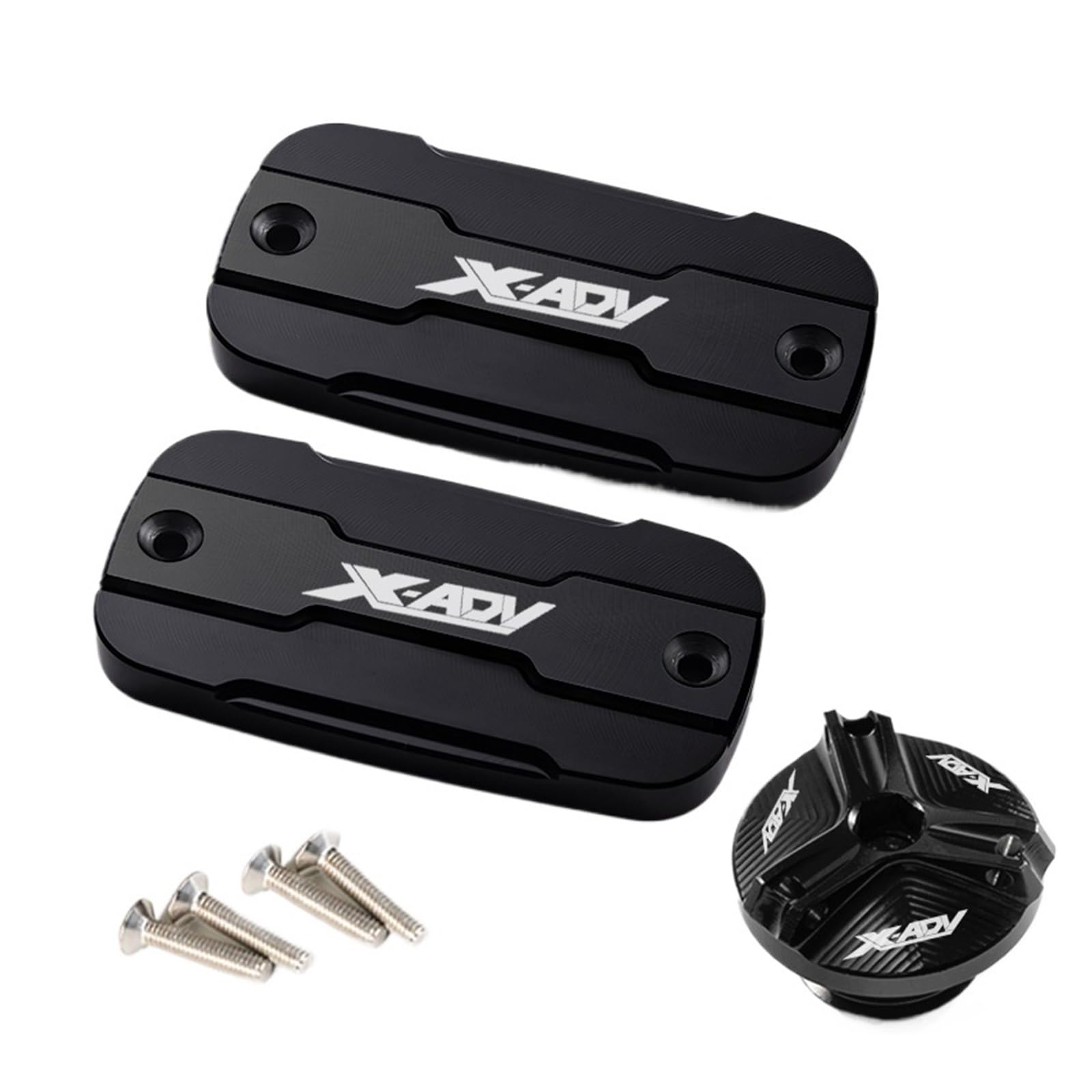 LTADX Motorradzubehör, Motorrad-Vorderradbremsflüssigkeitstankdeckel, Füllanschlussdeckel, kompatibel mit X-ADV 300 750 1000 2017–2023(A Set Black) von LTADX