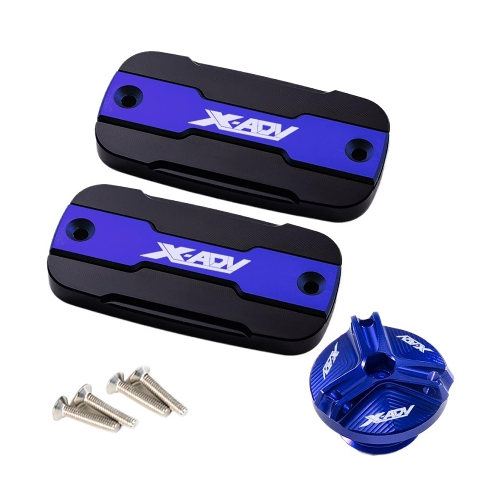 LTADX Motorradzubehör, Motorrad-Vorderradbremsflüssigkeitstankdeckel, Füllanschlussdeckel, kompatibel mit X-ADV 300 750 1000 2017–2023(A Set Blue) von LTADX