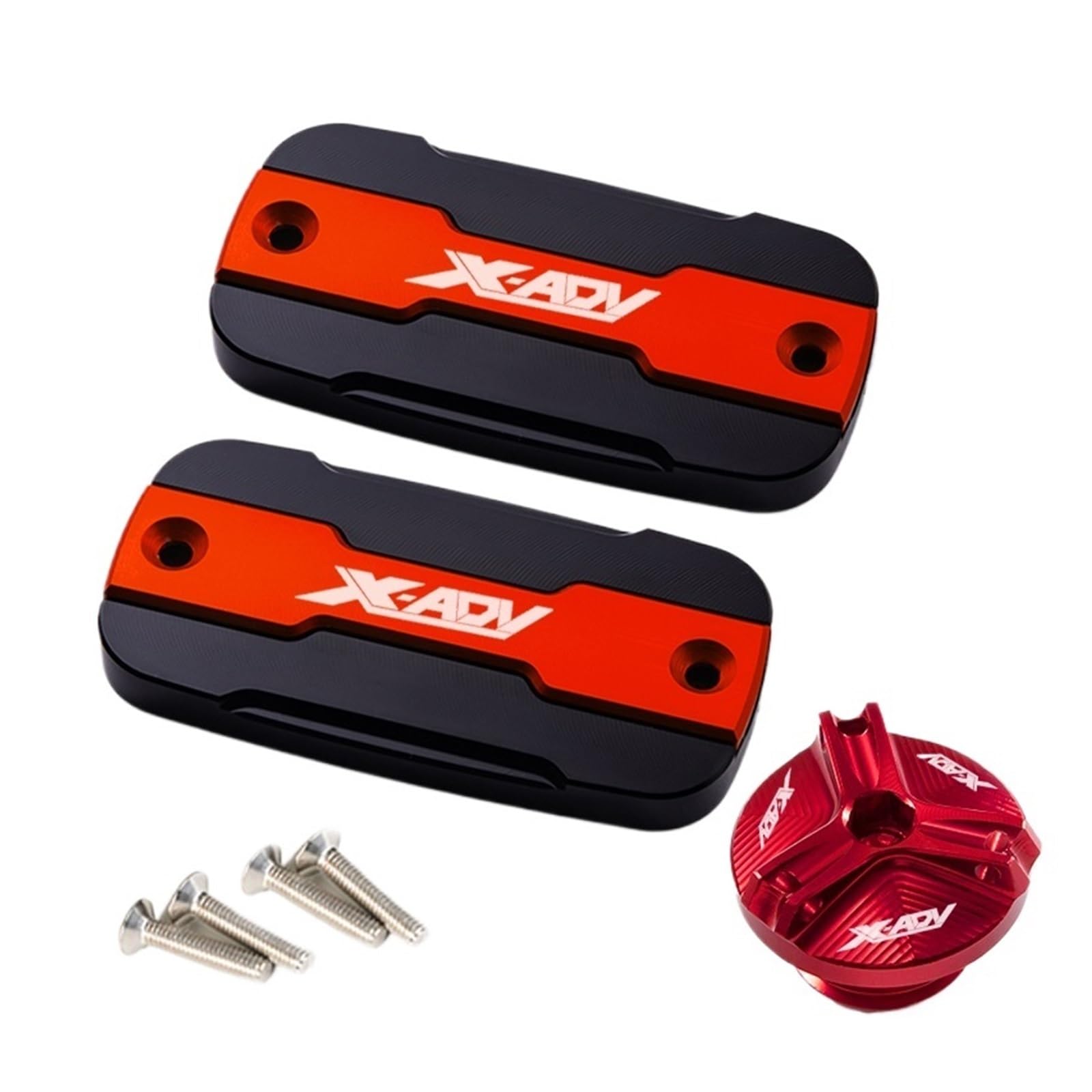 LTADX Motorradzubehör, Motorrad-Vorderradbremsflüssigkeitstankdeckel, Füllanschlussdeckel, kompatibel mit X-ADV 300 750 1000 2017–2023(A Set red) von LTADX