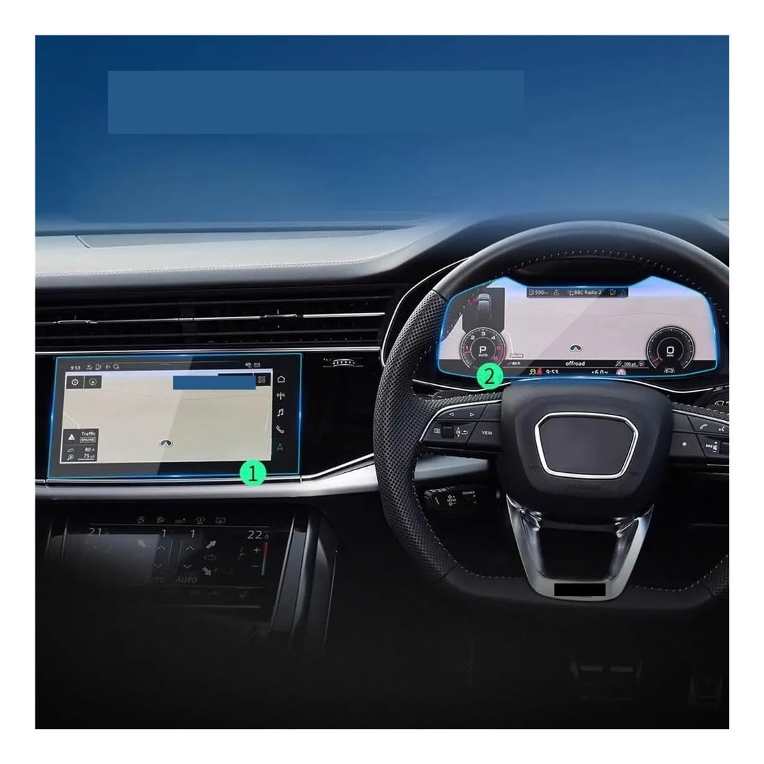 Instrumententafel Membran 2 Pcs Display-schutzfolie Für Q7 Für Q8 2020 2021 Auto GPS Navigation Und Instrument Innen Displayschutzfolie von LTCZGRCI