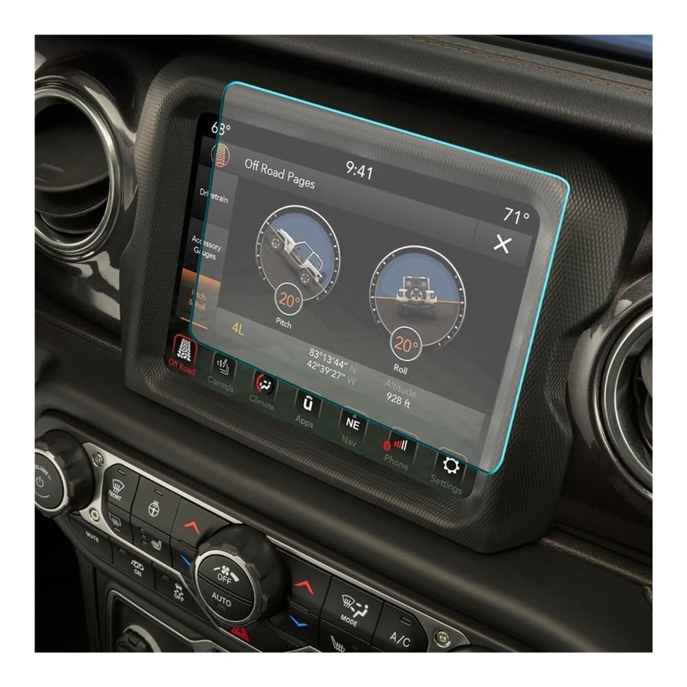 Instrumententafel Membran Gehärtete Glasfolie für Wrangler JL für Gladiator JT 18–23 8,4 Zoll Auto-Navigations-Touchscreen-Schutz Displayschutzfolie von LTCZGRCI