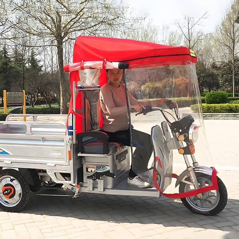 Motorrad-Schattenzelt, Schutzhülle für Elektro-Dreiräder, Regen-, Sonne- und schneesicher, Dreirad-Rahmenüberdachung für draußen, grün/blau/rote Dreirad-Abdeckung für Erwachsene (rot, 100 cm von LTFCFZQ