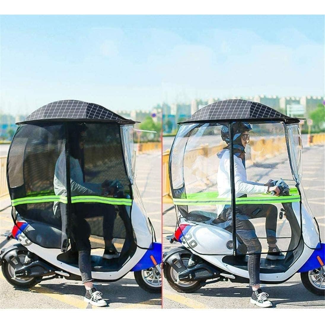 Motorrad-Sonnenschutzzelt, universelles, vollständig geschlossenes Motorrad-Sonnenblenden-Sonnenschutzzelt für Fahrräder, Elektromobile, Sonnenschirm, Regenschutz, Regenschirm, Schwarz, A von LTFCFZQ