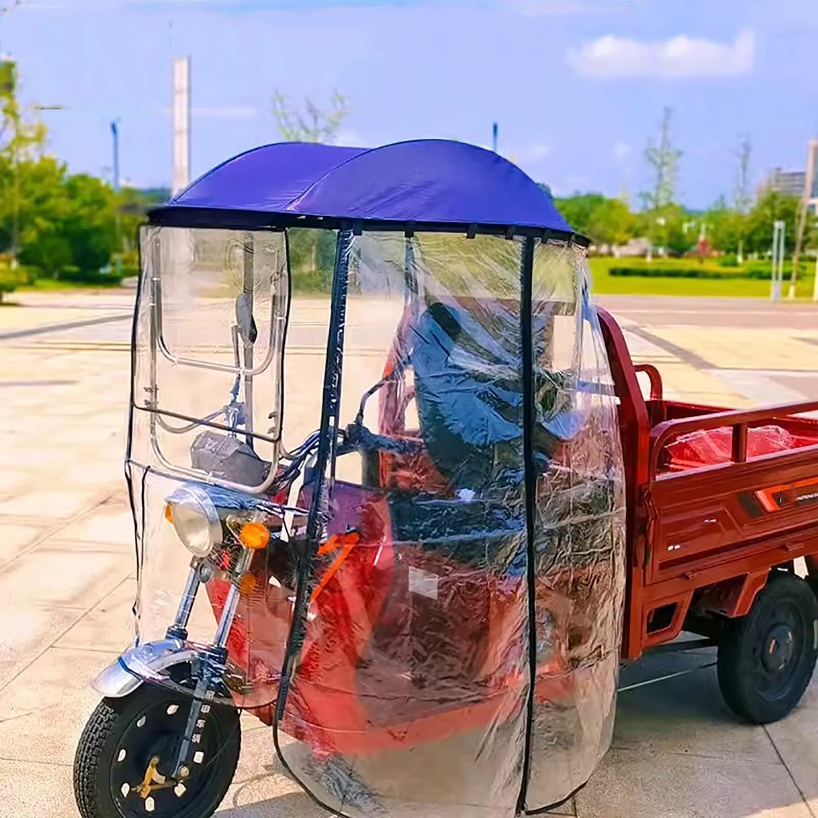 Motorrad-Sonnenschutzzelt, wasserdichte Markise aus Oxford-Stoff von Sanbengzi, Dreiradabdeckung für einfaches EIN- und Aussteigen, für das Fahren im Freien von Sanbengzi (Farbe: Lila, Größe von LTFCFZQ