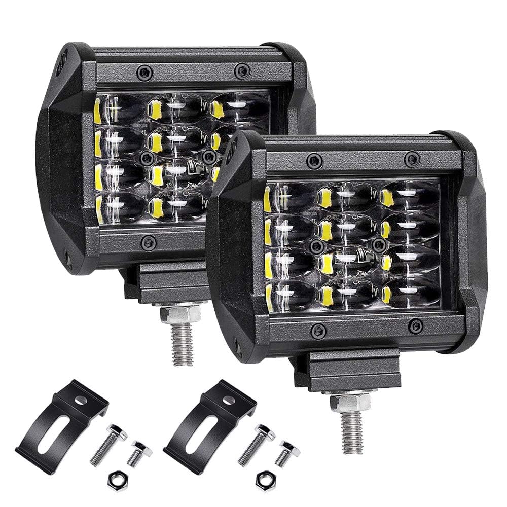 LTPAG Zusatzscheinwerfer, 2 x 72W Cree LED Arbeitsscheinwerfer 4 Zoll 7200LM 6000K IP68 Wasserdicht Offroad Flutlicht Vier Reihen LED Scheinwerfer Arbeitsleuchte Nebelscheinwerfer von LTPAG