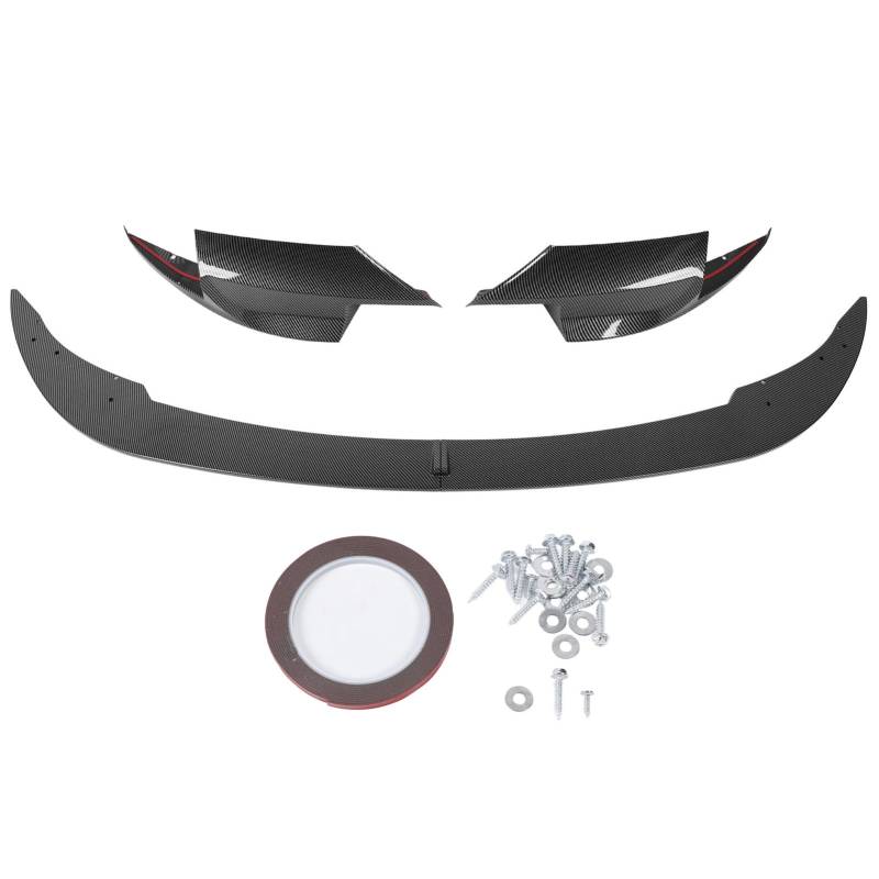 Front stoßstange Lip Spoiler Splitter,Front stoßstange Lip Spoiler Diffusor Set Dekorative Leichte Lippen Kinn Splitter, für 5 Serie F10 M5 2011 bis 2017 (Kohlefaser-Stil) von LTSQIN