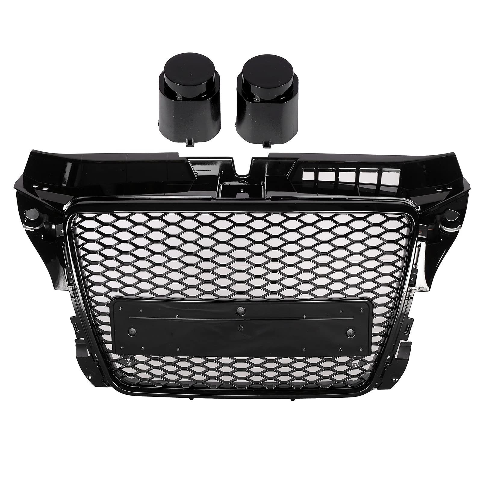 Frontgrill, Frontstoßstangengrill, RS3-Stil, glänzend schwarz, vorderer Wabengittergrill, Mittelgrill mit Dummy-Radaren, Ersatz für A 3/S 3 8P 09–12 von LTSQIN