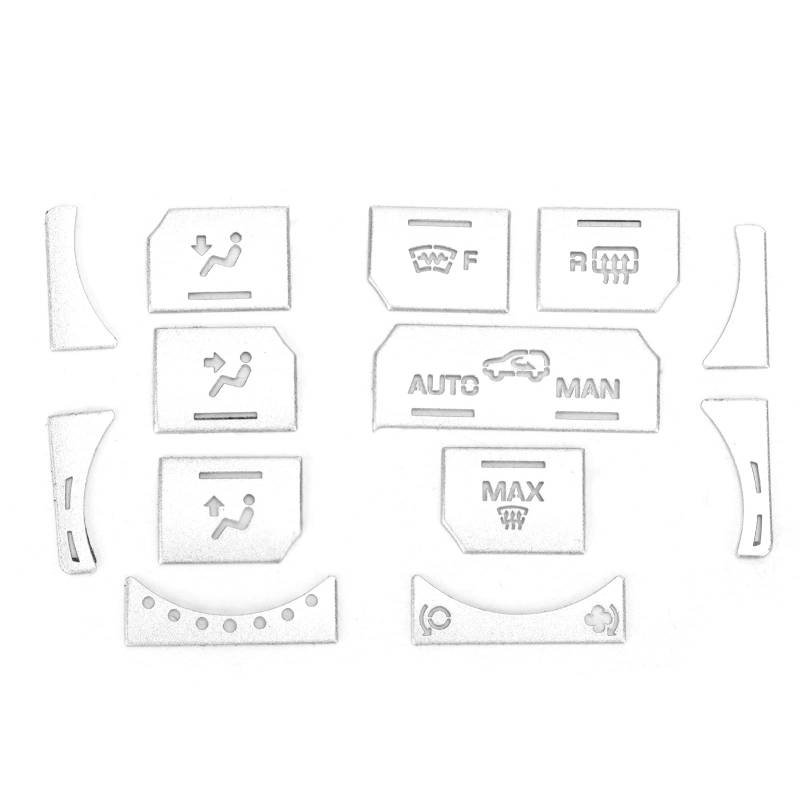 LTSQIN Fensterheber-Schalter-Aufkleber, Fensterheber-Panel-verkleidung, 13-teiliges Set, Klimaanlage-Schalter-Abdeckung, silberfarbener Ersatz für Autozubehör von LTSQIN