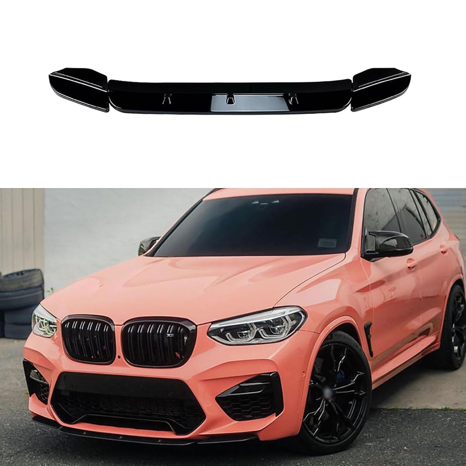 Auto Frontspoiler für BMW X3 M X4 M F97 F98 2019 2020 2021, Frontstoßstange Spoiler Lip Splitter Diffusor, Auto Frontlippe Body Kit Zubehör,Glossy Black von LTSRLL