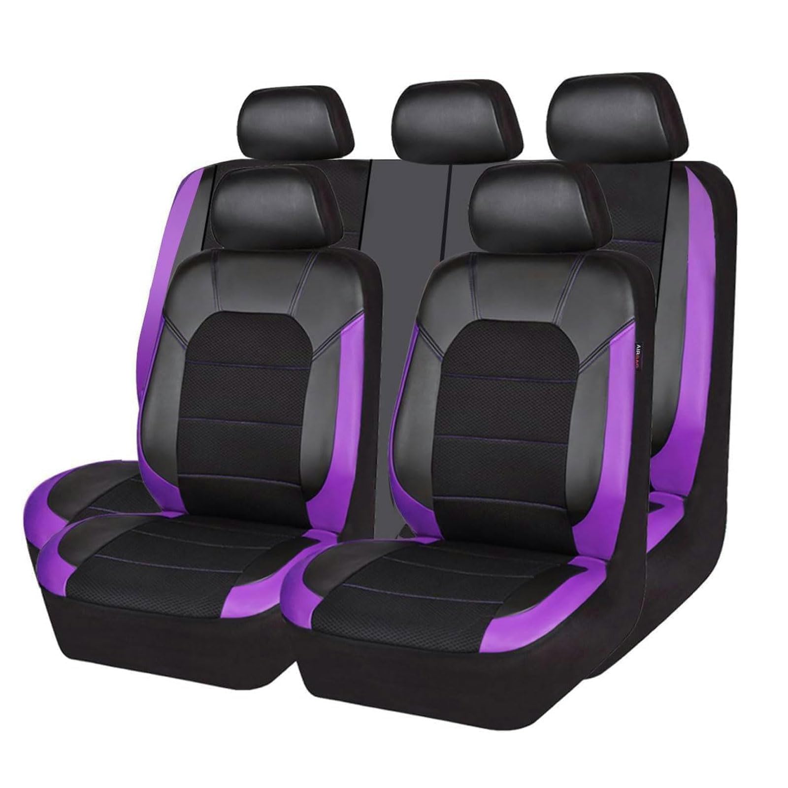 LTSRLL Autositzbezüge für Mazda 6/TENZA (Typ GJ/GL) sedan 3.Generation 2013 2014 2015, 9 Stück Leder Auto Sitzbezüge Set Wasserdicht Bequem Sitzschutz Innenzubehör,Purple von LTSRLL