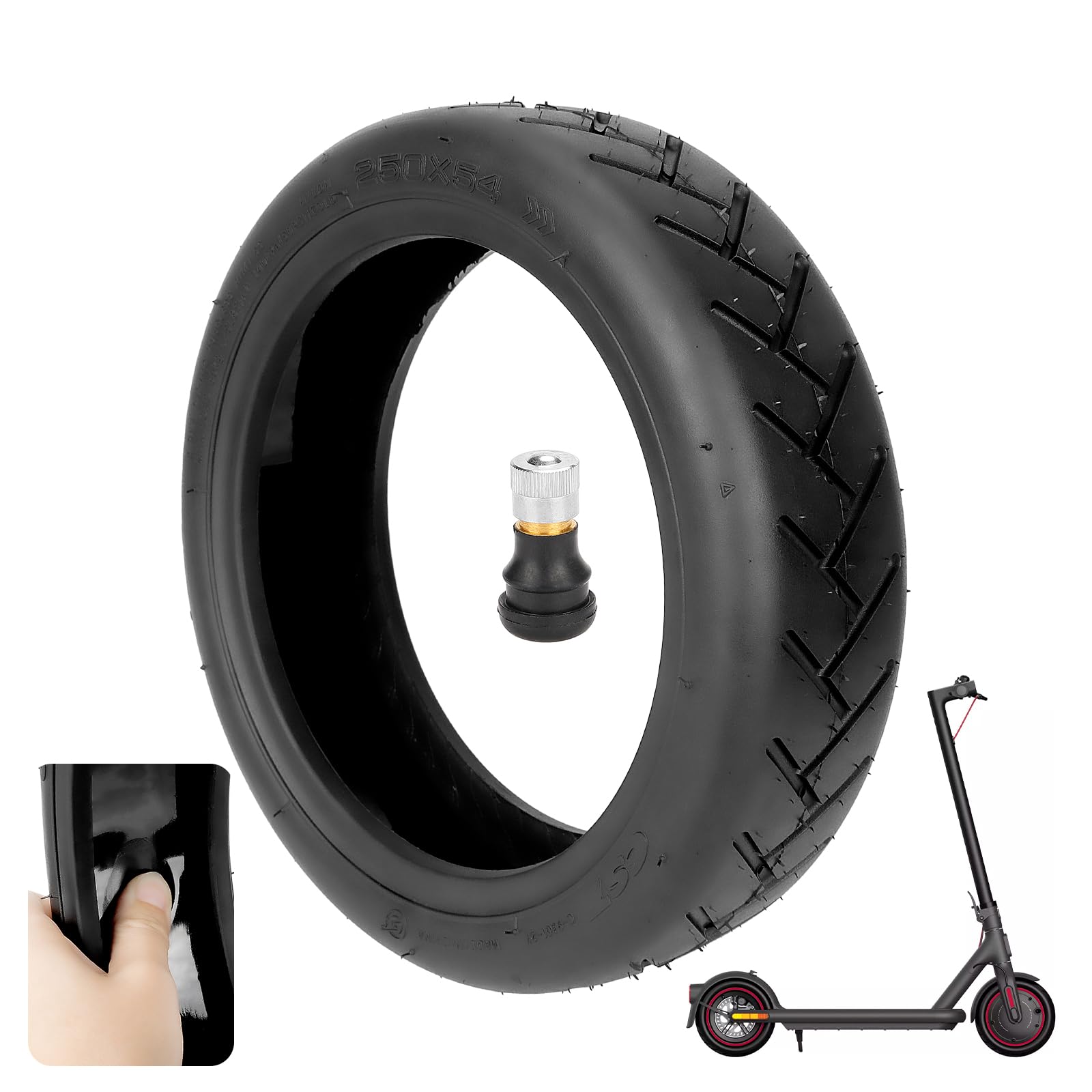 250 x 54 Selbstreparierende Tubeless Reifen, 10 Zoll Reifen Tubeless, für Xiaomi 4, Xiaomi 4Pro, Xiaomi 4Lite Elektroroller, Ersatzreifen Zubehör von LUCK4U