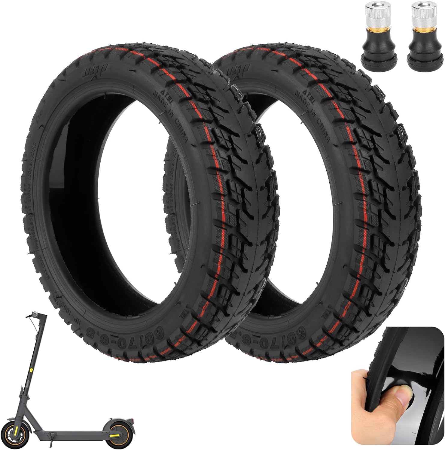 60/70-6.5 Selbstreparierende Tubeless Reifen, 10 Zoll Reifen Tubeless, für Ninebot Max G30D 2/G30 Max/G30E/G30LP Elektroroller, Ersatzreifen Zubehör (1 Stück) von LUCK4U