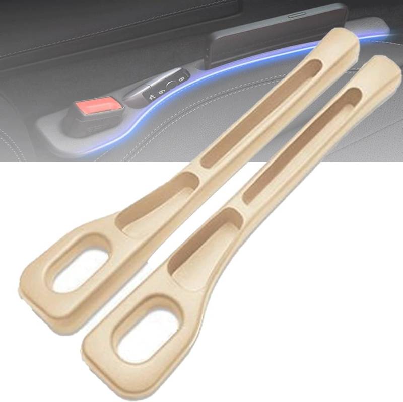 2 Stück Vehicle-Mounted Gap Leak-Proof Filling Strip, Auto Lückenfüller Organizer, multifunktionale Autositz Veranstalter, Seite Sitz organisieren, Autositz Konsole Seitentaschen (Beige) von LUCKKY