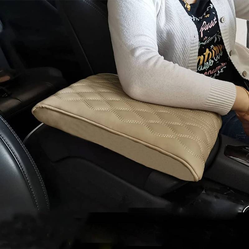 Armlehnenbox aus Gedächtnisschaum für Fahrzeuge,Universal Center Console Lederpolster,wasserdichte Auto Armlehne Sitz Box Cover Schutz,Mittelkonsole Armlehnenbezug,Mittelkonsole Abdeckung (Beige) von LUCKKY