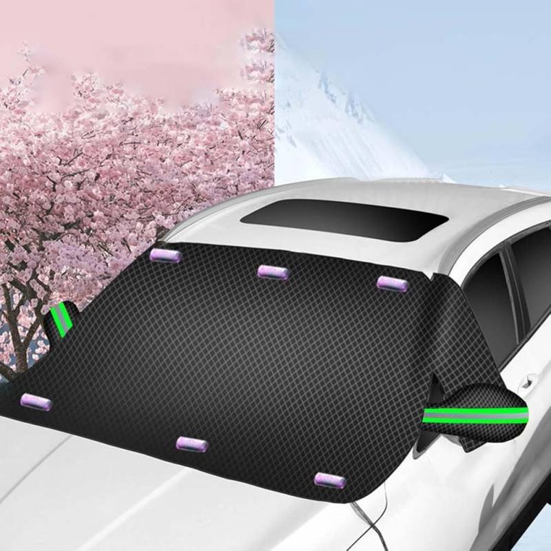 LUCKKY Magnetic Anti Snow Windshield Cover,Magnetische Anti Schnee Windschutzscheibe Abdeckung, wasserdichte Oxford Tuchabdeckung für Wind Shield und Seitenfenster, 4-Schicht verdickter Schutz (Grün) von LUCKKY