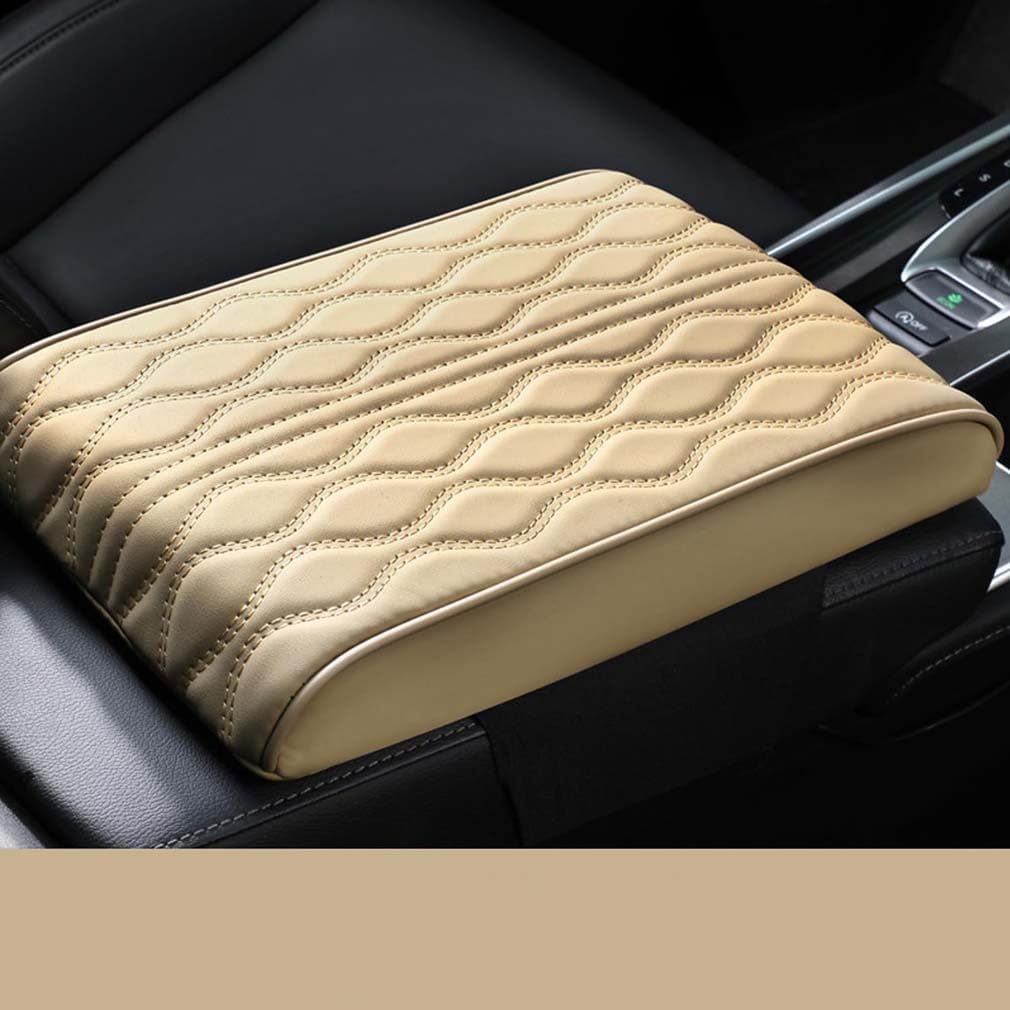 Memory Cotton Car Armrest Box Pad Universal Style, 2025 Neu Leder Auto Mittelkonsole Abdeckung, Armlehnenbox aus Gedächtnisschaum für Fahrzeuge, Universal Auto Armlehnen Auflage (Beige) von LUCKKY