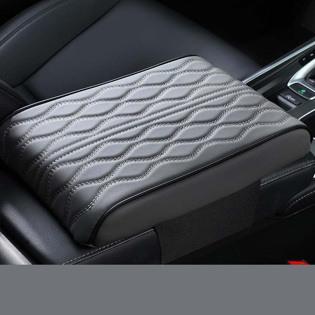 Memory Cotton Car Armrest Box Pad Universal Style, 2025 Neu Leder Auto Mittelkonsole Abdeckung, Armlehnenbox aus Gedächtnisschaum für Fahrzeuge, Universal Auto Armlehnen Auflage (Grau) von LUCKKY