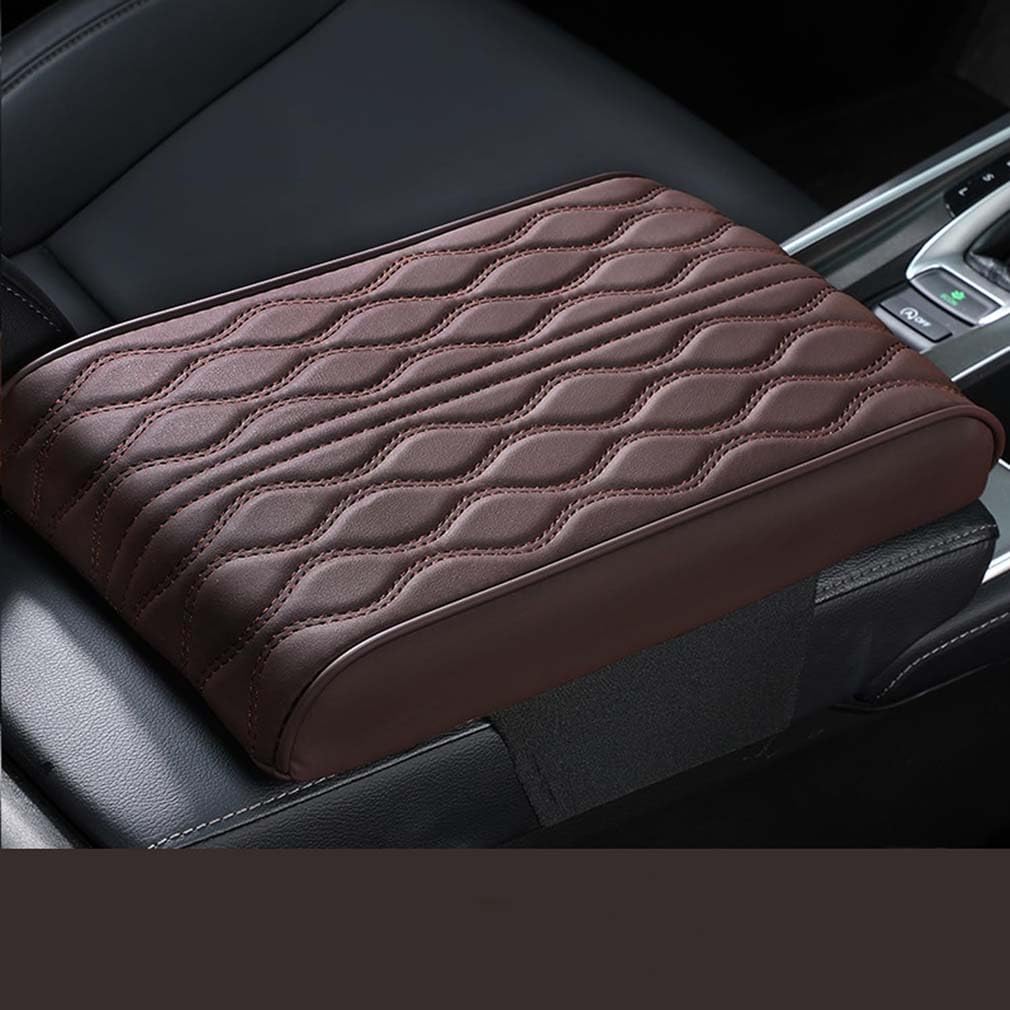 Memory Cotton Car Armrest Box Pad Universal Style, 2025 Neu Leder Auto Mittelkonsole Abdeckung, Armlehnenbox aus Gedächtnisschaum für Fahrzeuge, Universal Auto Armlehnen Auflage (Kaffee) von LUCKKY