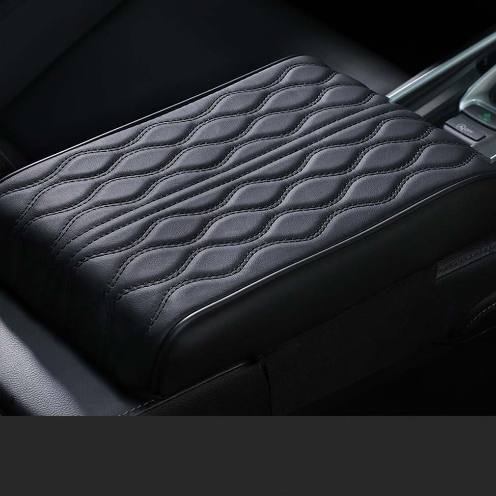 Memory Cotton Car Armrest Box Pad Universal Style, 2025 Neu Leder Auto Mittelkonsole Abdeckung, Armlehnenbox aus Gedächtnisschaum für Fahrzeuge, Universal Auto Armlehnen Auflage (Schwarz) von LUCKKY