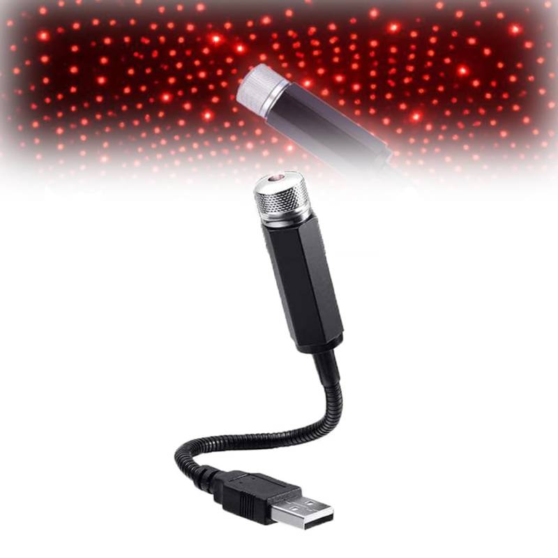 Mini Led Projection Lamp Star Night,LED Auto Decke Starlight,Emrefashion Auto und Hausdecke Romantisches USB-Nachtlicht,Innenraum Atmosphäre Sternenlicht,Romantisches Mini USB Projektorlicht (Rot) von LUCKKY