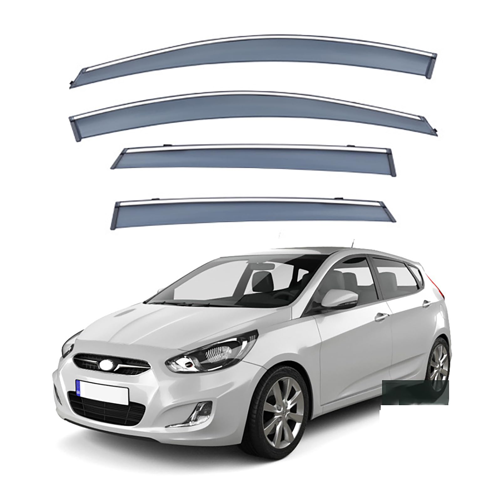 Auto-Windabweiser für Hyundai Accent Schrägheck 2011–2016, Autofenster-Regenschutz, Abwehrabweiser Sonnenblenden Zubehör von LUGIWN