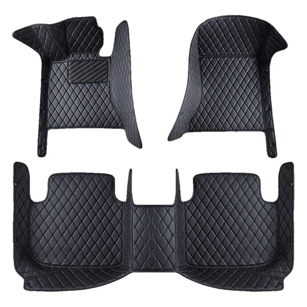 Anpassen Leder Auto Fußmatten für V-W Golf Plus 2004-2014,Vollständige Abdeckung wasserdichte rutschfeste Automatten Set Zubehör,C/Black von LUISAS