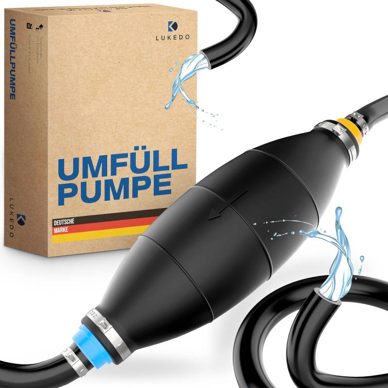 LUKEDOⓇ Handpumpe - Pumpe zum Umfüllen von Flüssigkeiten wie Wasser, Diesel, Benzin, Öl - kraftstoffresistent mit Vakuumfunktion und langem Schlauch von LUKEDO