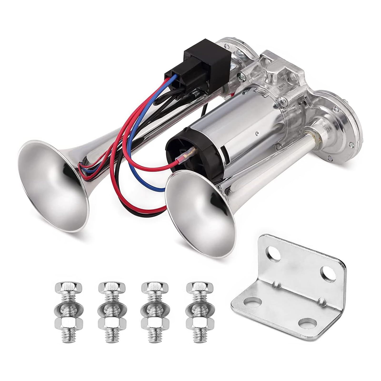 LUOFENG Auto Air Horn Für 12V Fahrzeuge 12V Auto Air Horn 600DB Doppelrohr Metall Verbund Elektrische Pumpe Trompete Air Horns von LUOFENG