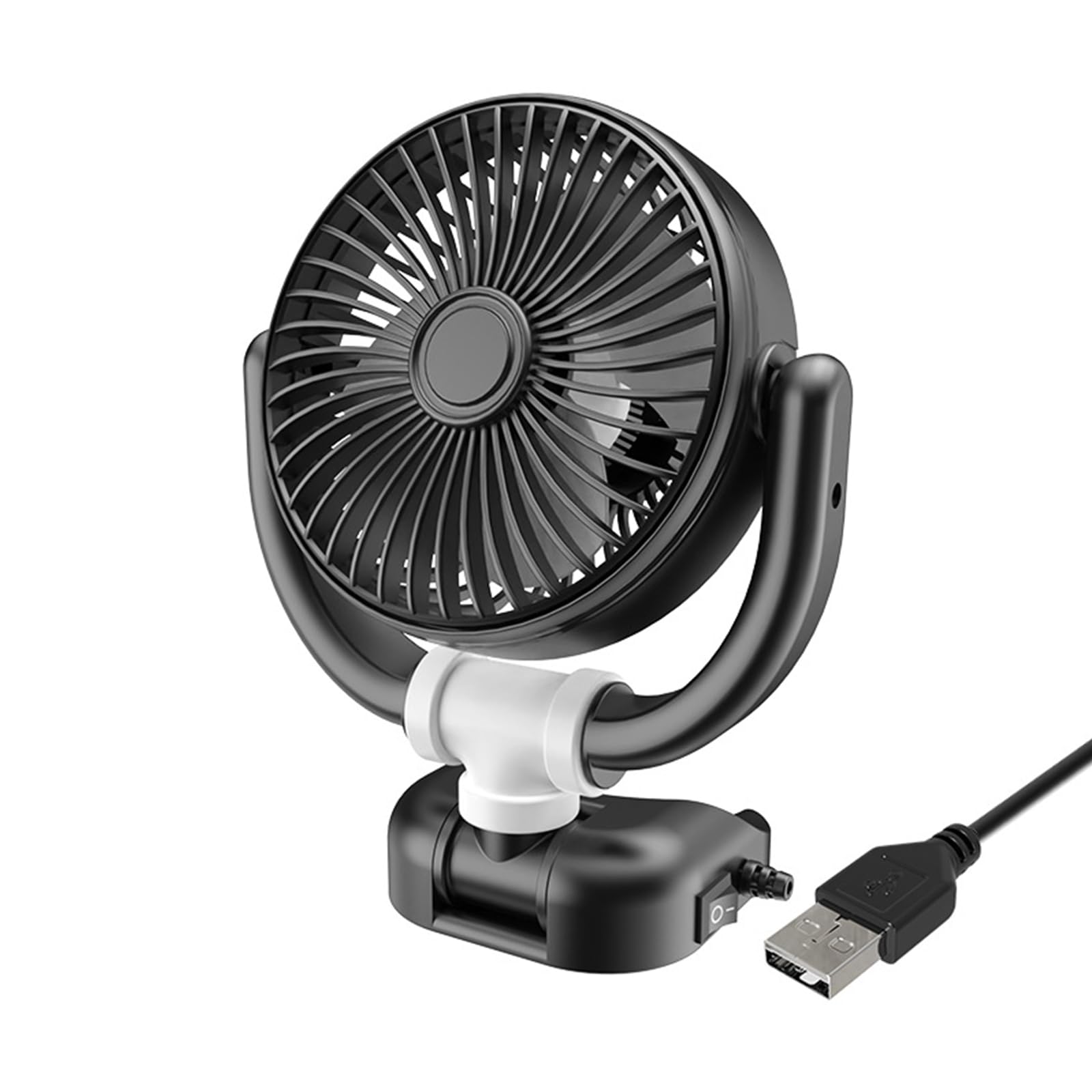 LUOFENG Auto Ventilator Doppelkopf USB Ventilator Für Auto 5 V/12 V/24 V Fahrzeug Lüfter Gebürsteter Motor 2 Geschwindigkeiten 360 Rotation Für Auto LKW von LUOFENG