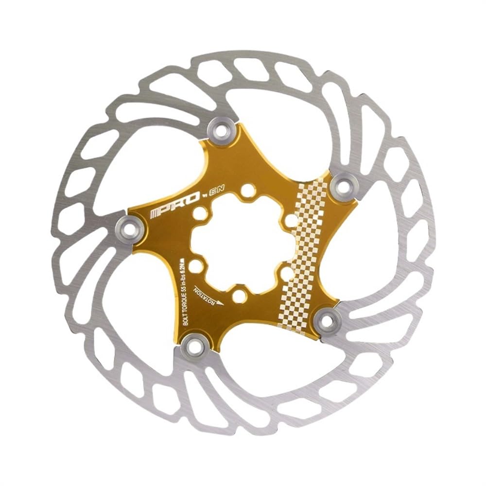 Bremsscheibe 203 mm/180 mm/160 mm/140 mm 6 Zoll Nagel Edelstahl -Rotorscheibenbremse geeignet for MTB Mountain Road Cruiser Fahrradteile Bremsscheiben(Gold 203mm) von LUOKEKE