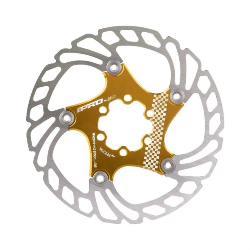 Bremsscheibe 203 mm/180 mm/160 mm/140 mm 6 Zoll Nagel Edelstahl -Rotorscheibenbremse geeignet for MTB Mountain Road Cruiser Fahrradteile Bremsscheiben(Gold 203mm) von LUOKEKE