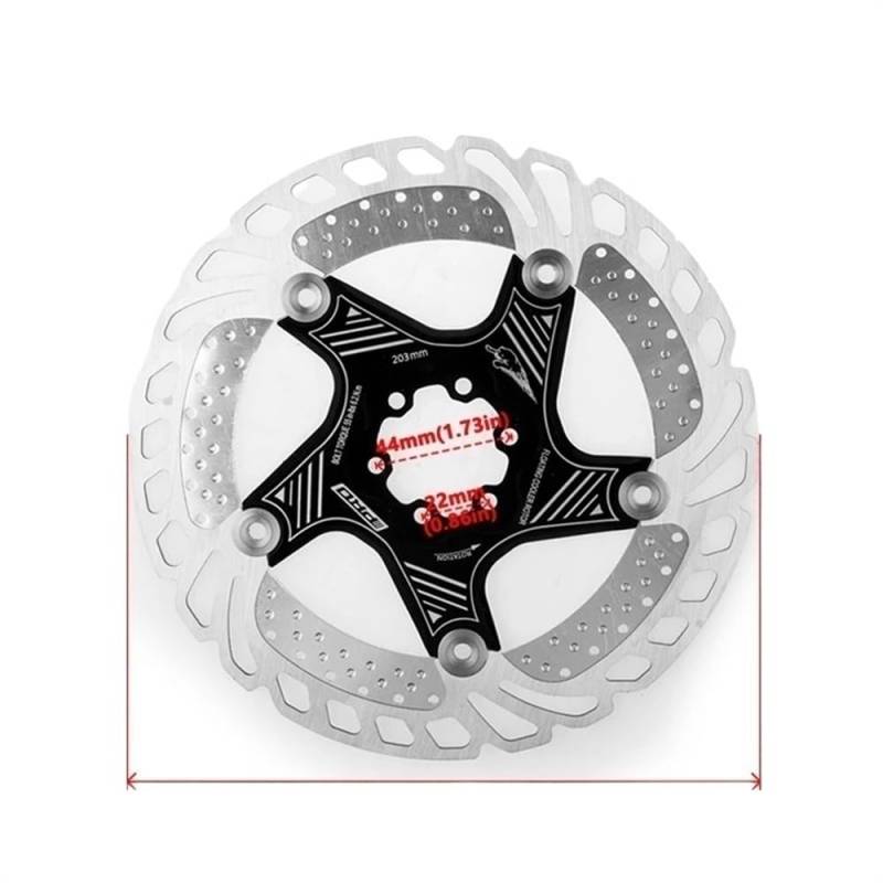 Bremsscheibe Bremsscheiben MTB Rotor 160mm 180mm Disco 203mm 140mm Mountainbike Scheibenbremsen Kühlung Radfahren Zubehör Bremsscheiben(Cool 203black) von LUOKEKE