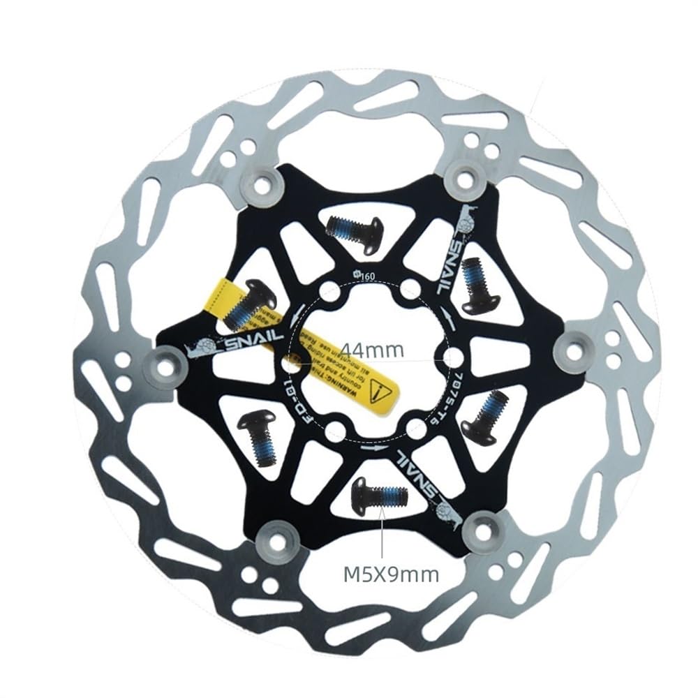 Bremsscheibe Fahrrad Disc Bremsbeläge 160 180 203 Mm Aluminium Legierung 6 Nagel Rotor Rennrad Schwimmende Scheiben Teil Zubehör Bremsscheiben(160mm Black 1 PCS) von LUOKEKE