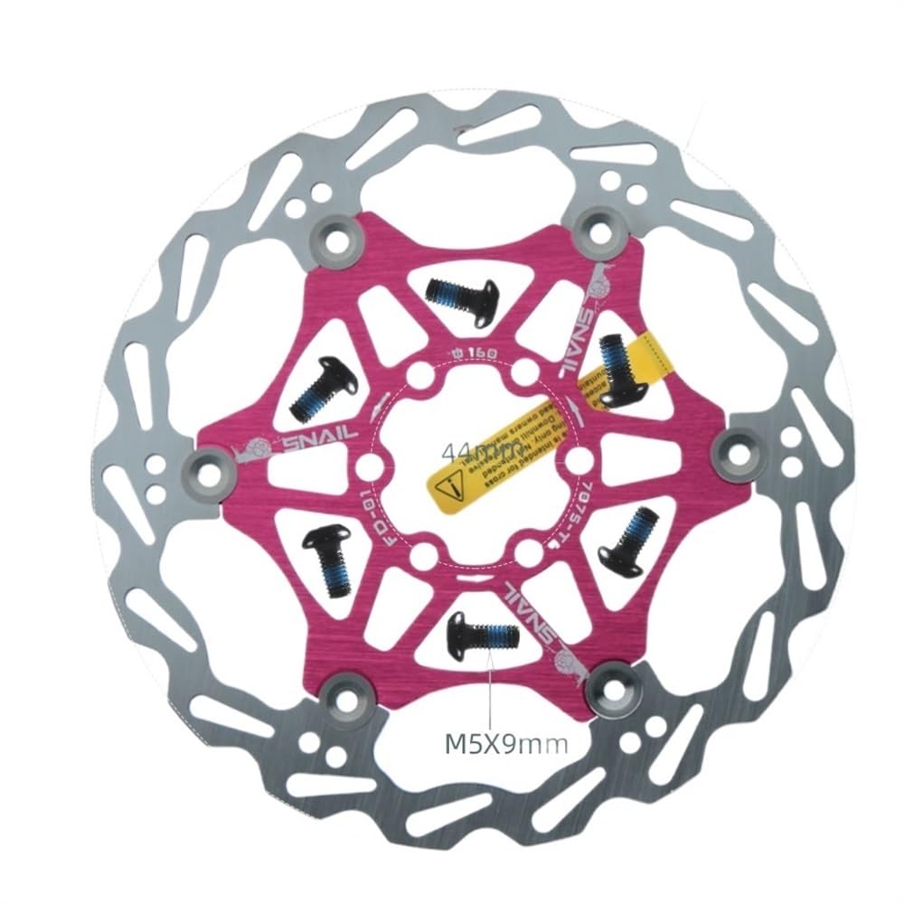 Bremsscheibe Fahrrad Disc Bremsbeläge 160 180 203 Mm Aluminium Legierung 6 Nagel Rotor Rennrad Schwimmende Scheiben Teil Zubehör Bremsscheiben(160mm Pink 1 PCS) von LUOKEKE